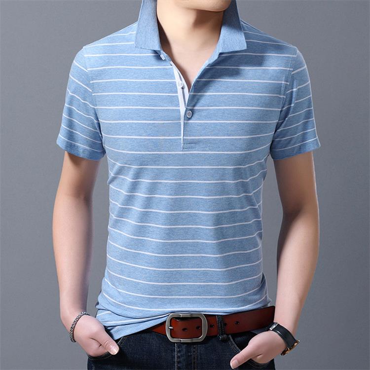 Breathable Summer Fashion Casual Men'S Golf Polo Shirt Striped Shirts