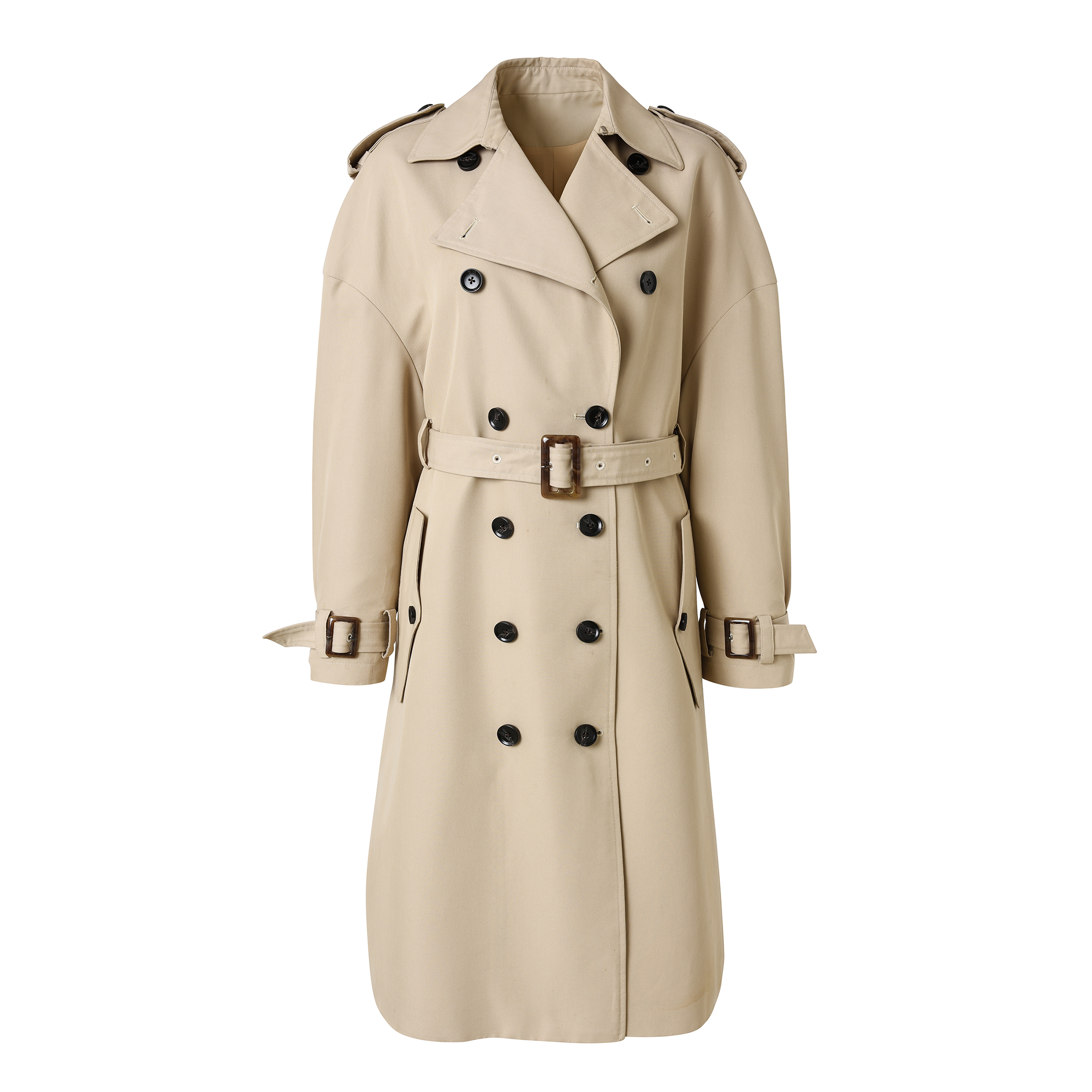 Trench Coat - Woman Classical Trench Coat with New Detail Design