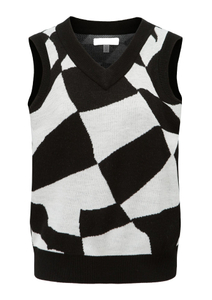 High Quality New Design Hand Knitted sweater Square Plaid Cardigan Sweater Women Sweater vest
