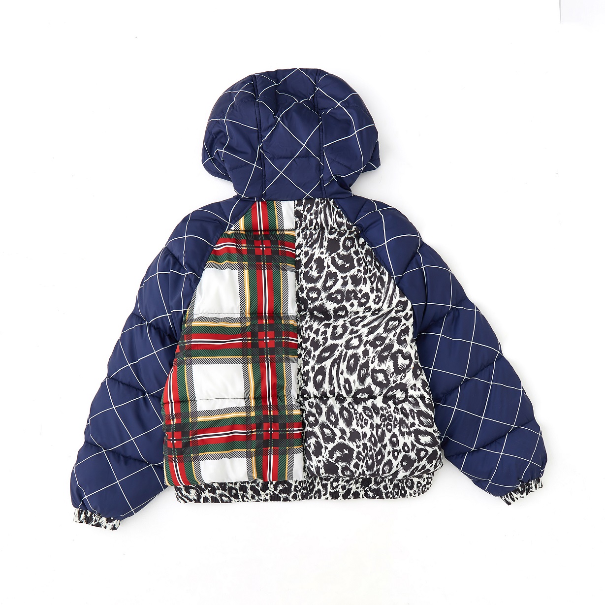 Contrast Printed Women's Winter Warm Hooded Puffer Coat