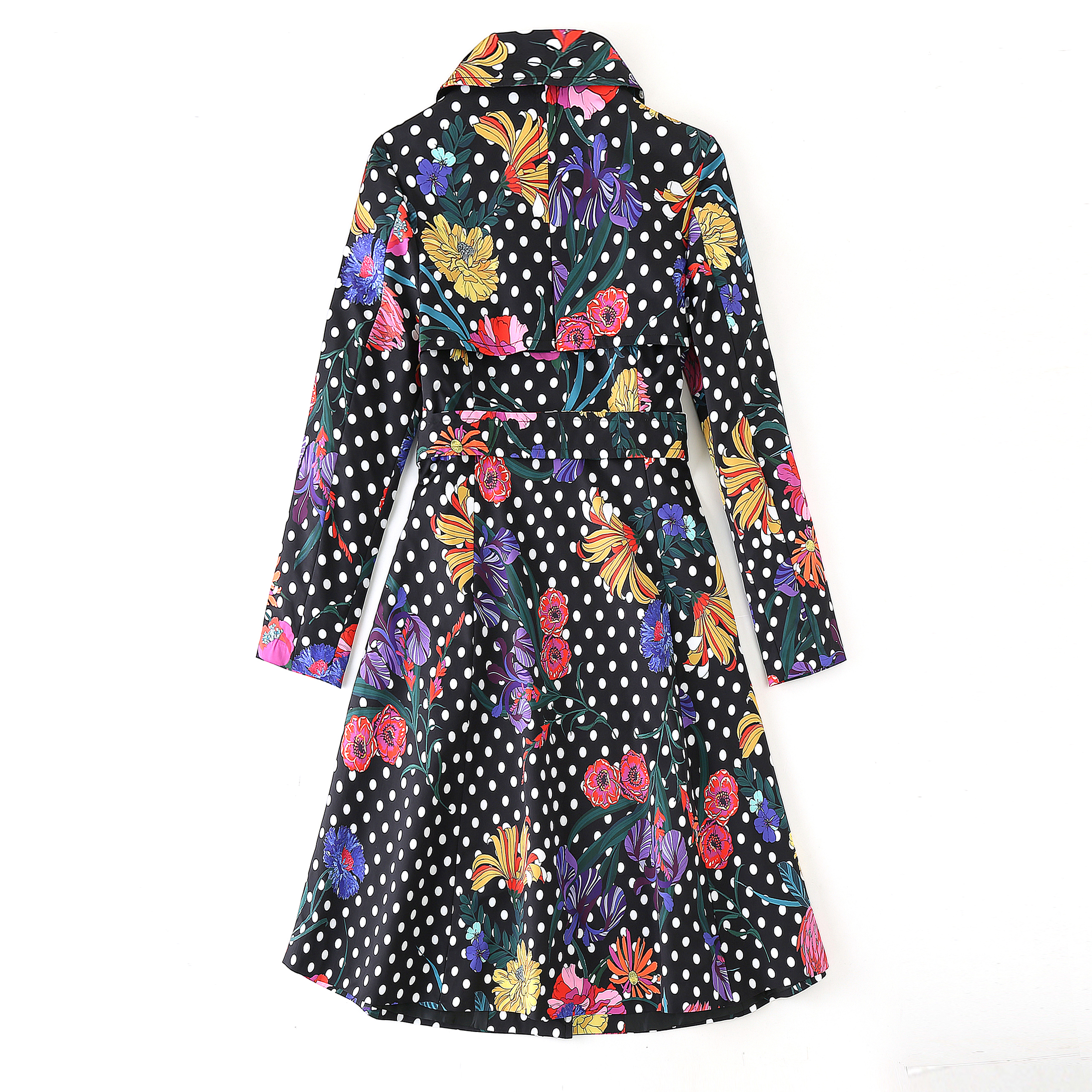 Customized Spring Women's Printed Floral Trench Coat With Classic Design