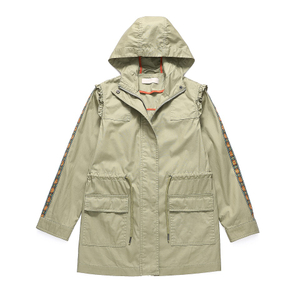 Custom Casual Outwear Military Washed Hooded Women's Parka Jacket For Autumn Winter