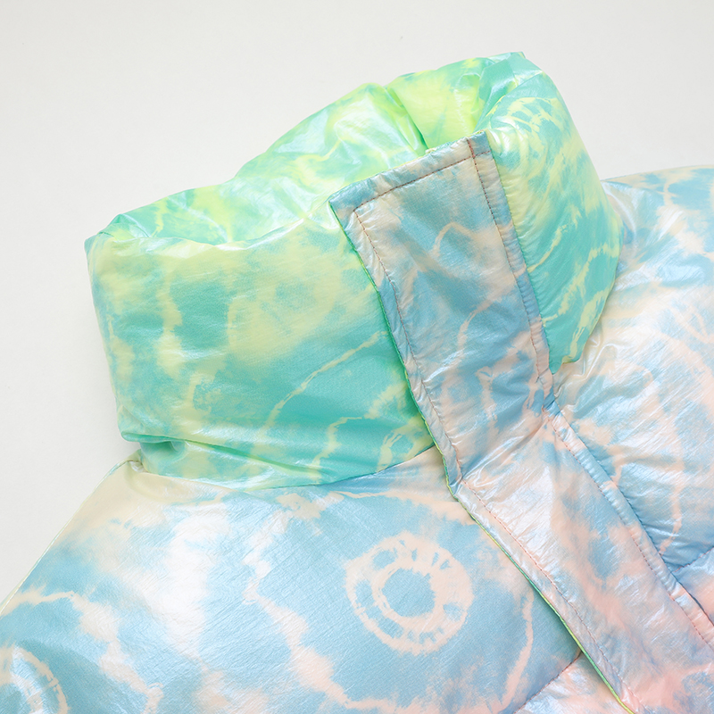 Custom Design Tie Dyed Thick Warm Casual Winter Women's Puffer Jackets 4 Colorways