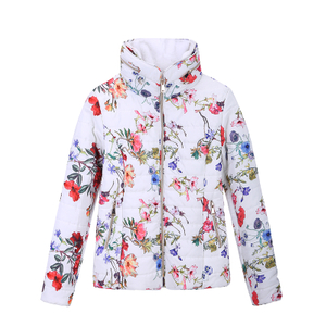 New Winter Printed Women's Padded Jackets with Invisible Hood And Inside Fur Collar